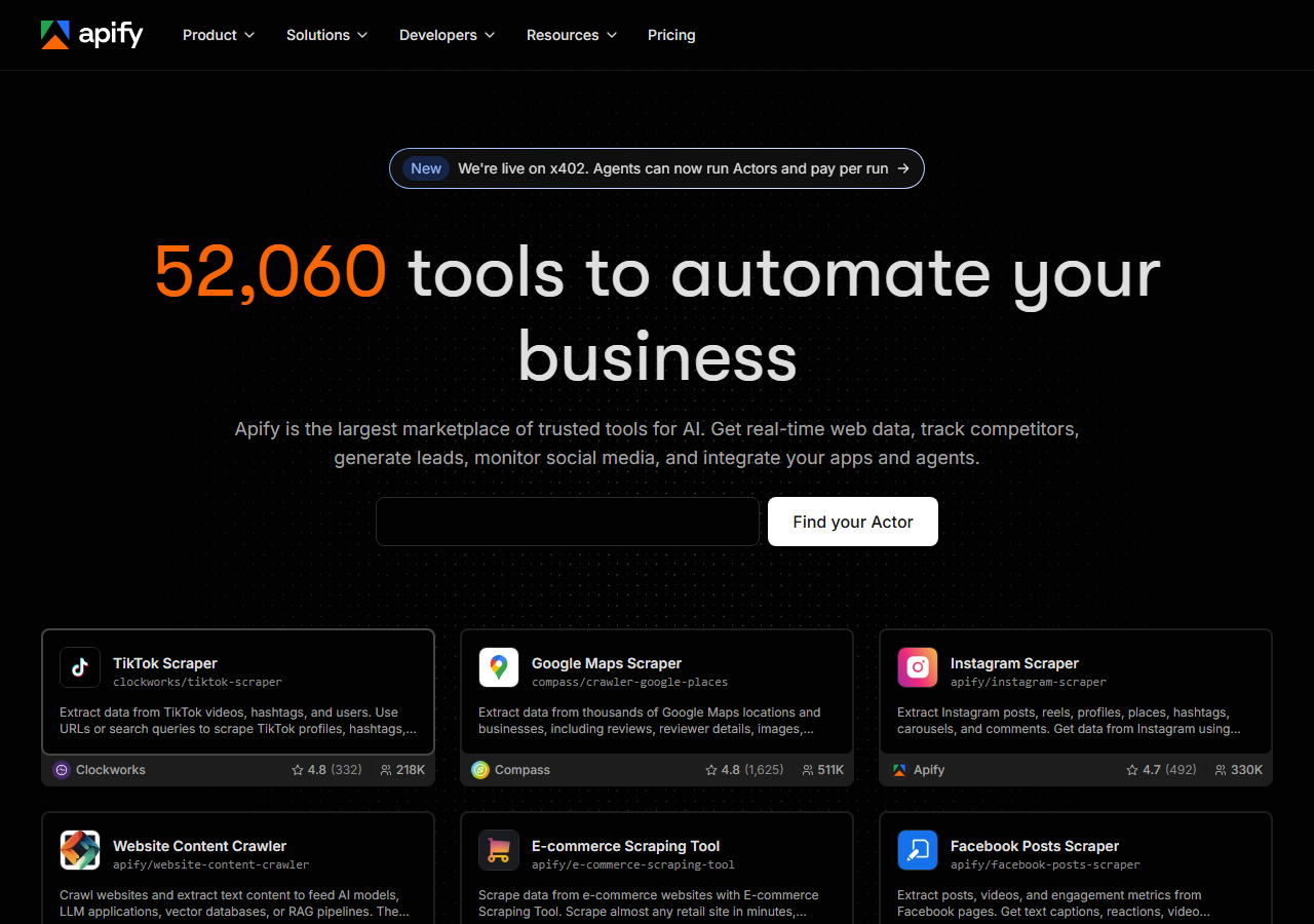 Apify LinkedIn post scraper homepage