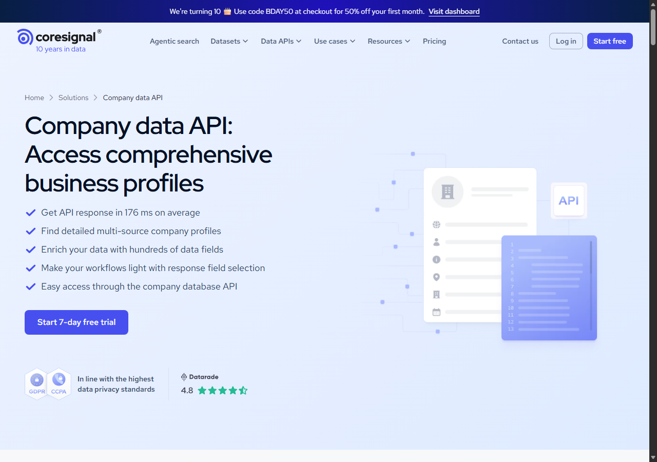 Coresignal company data API