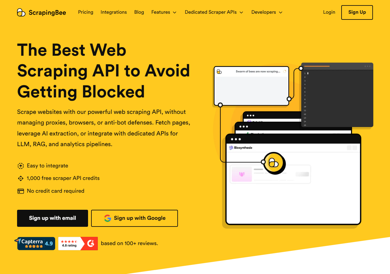 ScrapingBee LinkedIn post scraper homepage